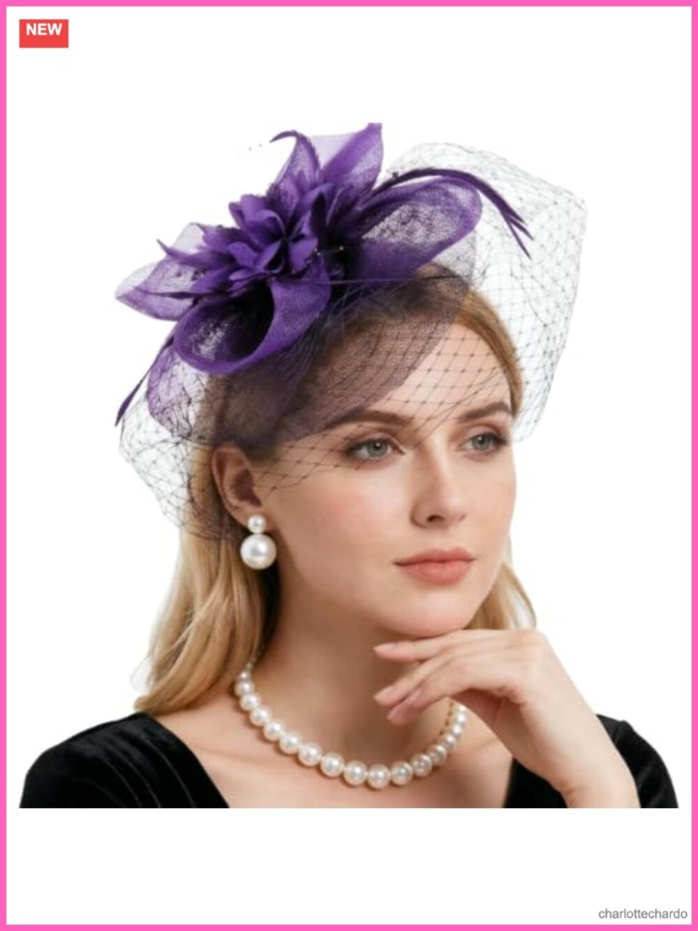 Vintage Feather Mesh Fascinator Tea Party Pillbox Hair Clip Cocktail
